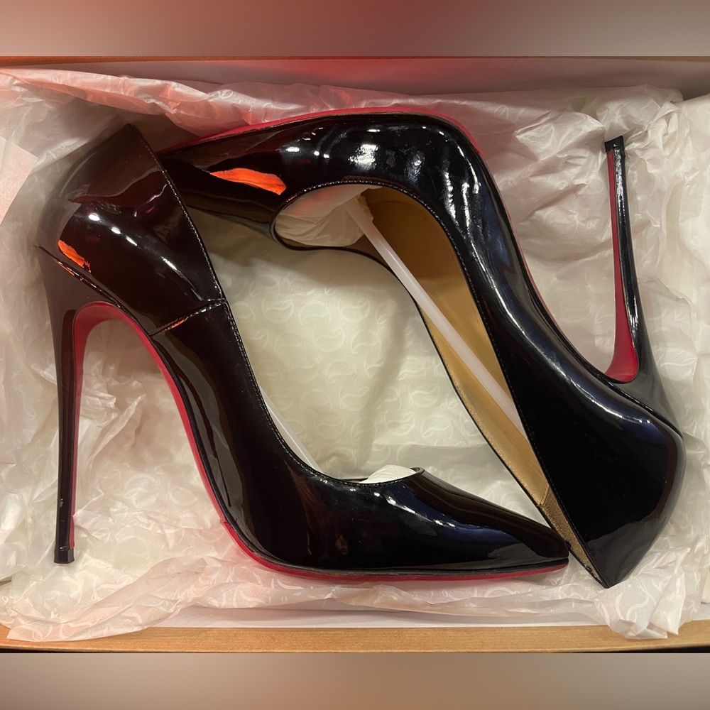 Christian Louboutin Black and Red Patent Heels